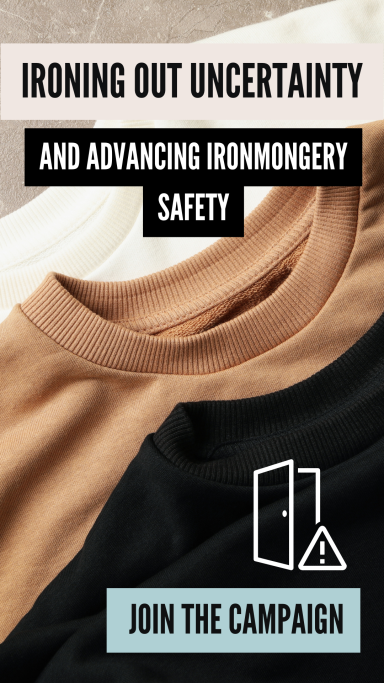 Image reads 'Ironing Out Uncertainty and Advancing Ironmongery Safety